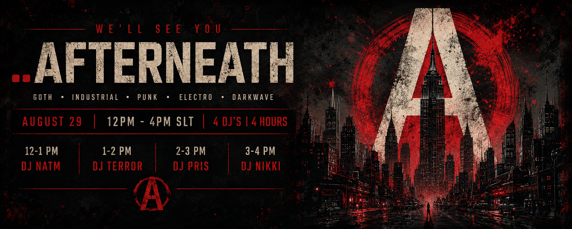 Afterneath August 29 event poster