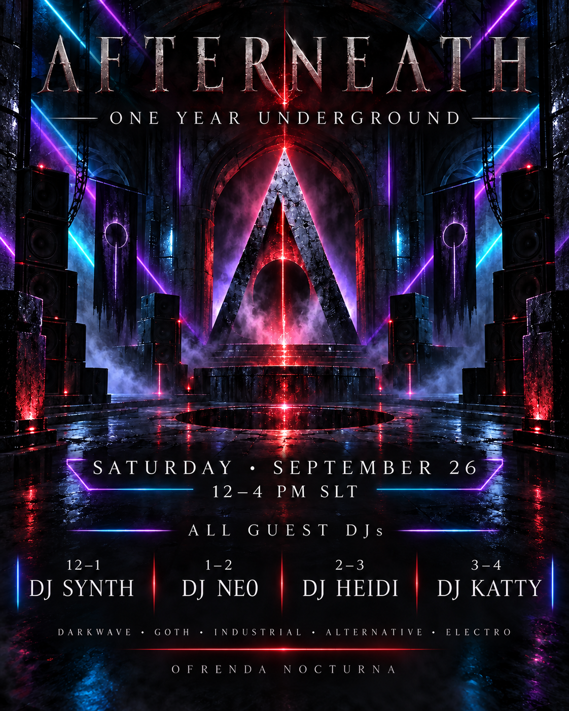 Afterneath one year anniversary with four guest DJs