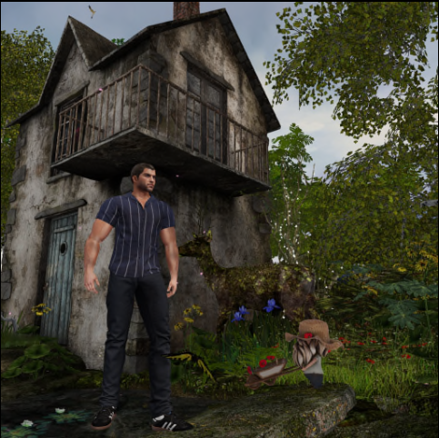 An explorer posing with Gus
