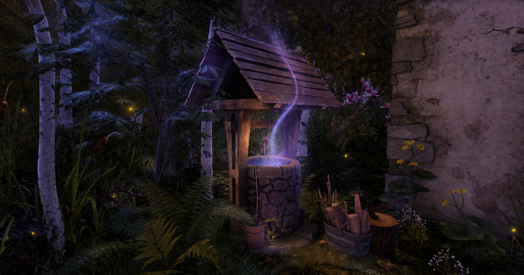 The magical wishing well in the Hidden Glen of Memories